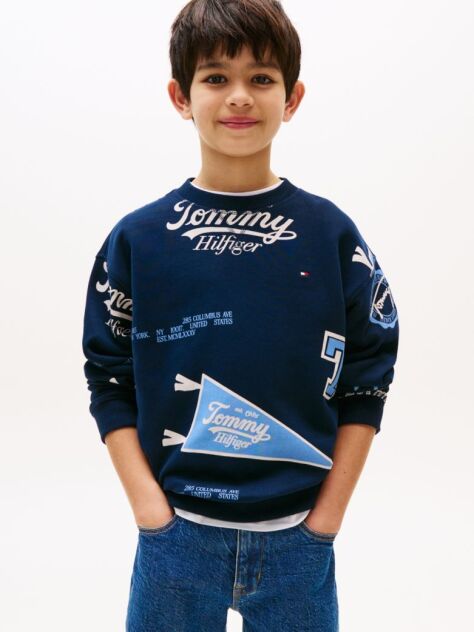 Blue All-Over Logo Print Sweatshirt  Boys