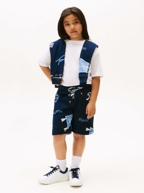 Blue All-Over Logo Print Sweat Shorts  Boys