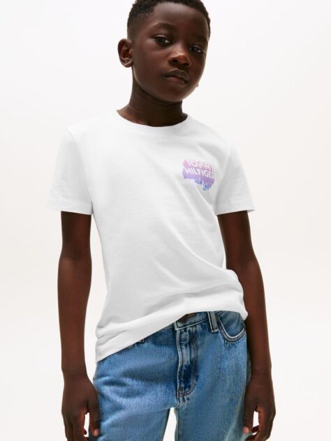 White Graffiti Logo Print T-Shirt  Boys