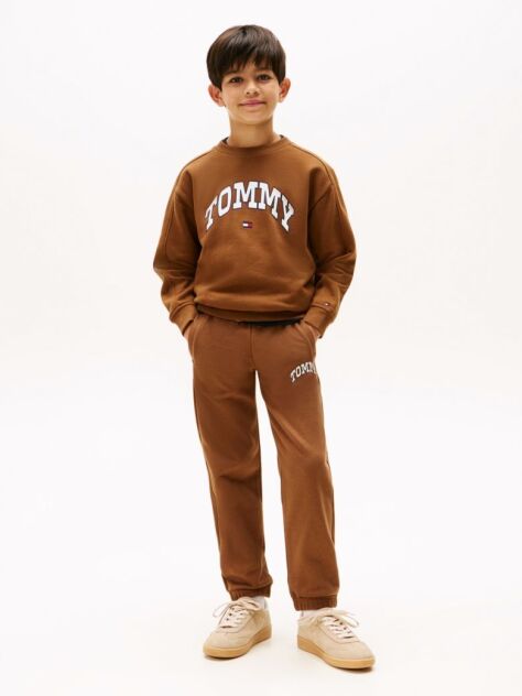 Brown Varsity Logo Print Fleece Joggers  Boys