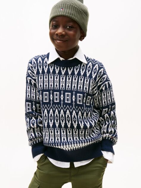 Multi Fair Isle Crew Neck Jumper  Boys