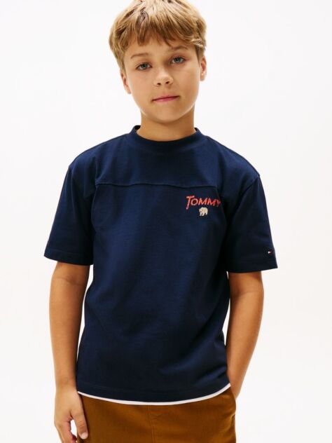 Blue Seasonal Texture Print Short Sleeve Tee  Boys