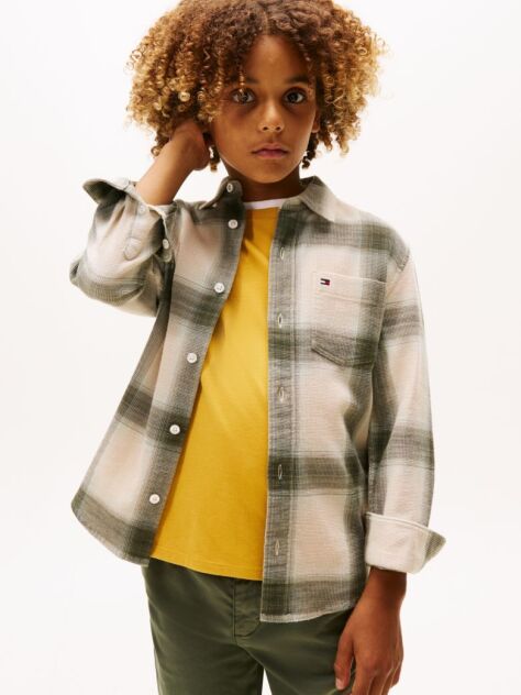 Multi Regular Fit Waffle Knit Check Shirt  Boys
