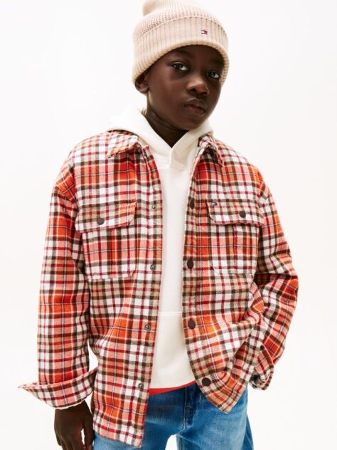 Multi Regular Fit Check Twill Overshirt  Boys