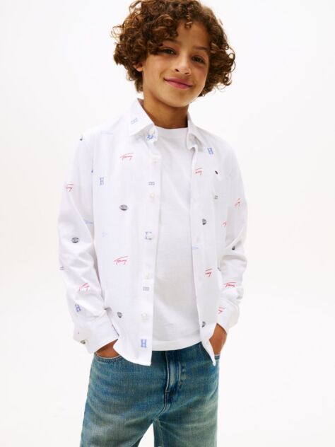 White Varsity Jersey Long Sleeve Shirt  Boys