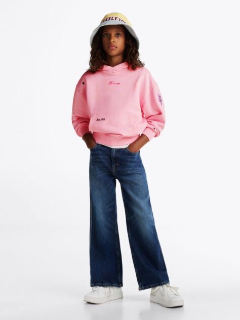Blue Dark Wash Wide Leg Jeans  Girls