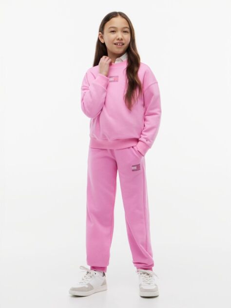 Pink Rhinestone Relaxed Terry Joggers  Girls