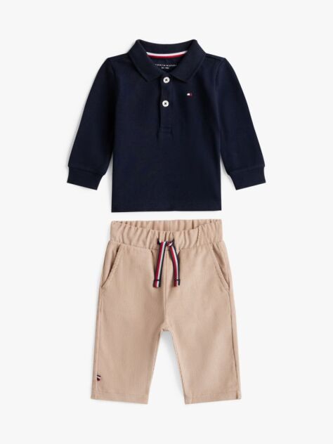 Beige Polo And Pant Giftbox  Newborn