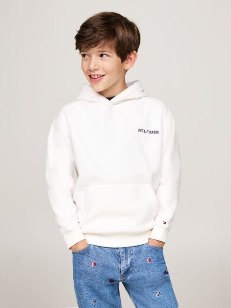White Hilfiger Monotype Polar Fleece Hoody  Kids Unisex