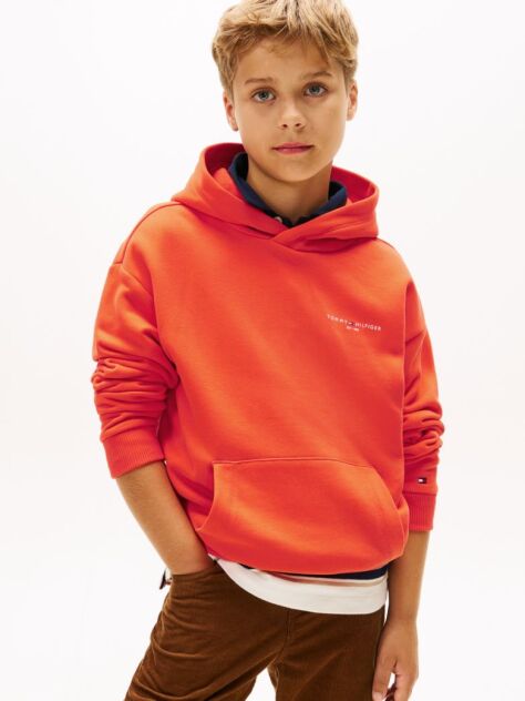 Orange Logo Regular Fleece Hoody  Kids Unisex