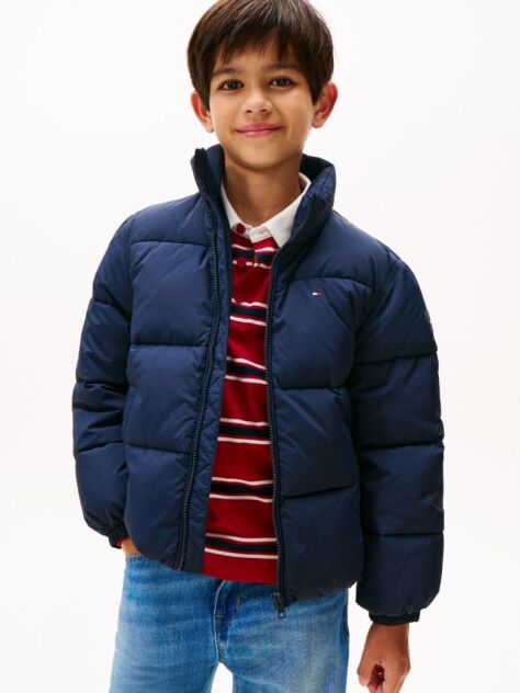 Blue Back Flag Logo Puffer Jacket  Kids Unisex