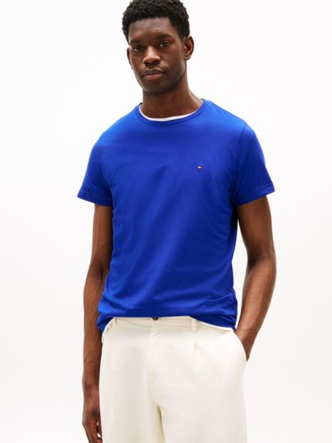 Blue Flag Embroidery Slim Fit T-Shirt  Men