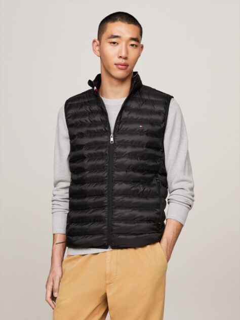 Black PACKAGING QUILTED VEST FROM RECYCLED MATERIALS  Men