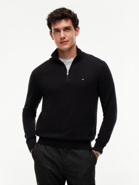 Black Zip-Neck Jumper  Men