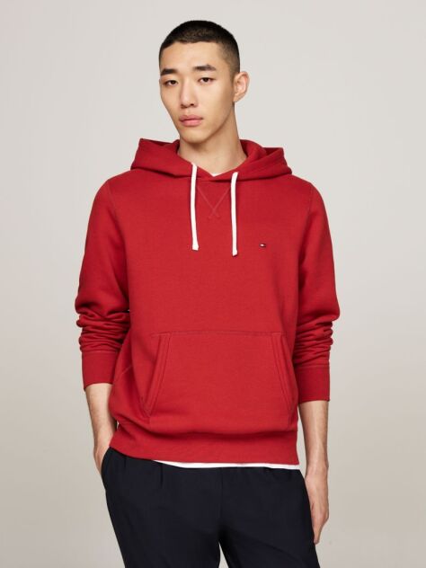 Red Drawstring Fleece Hoody  Men