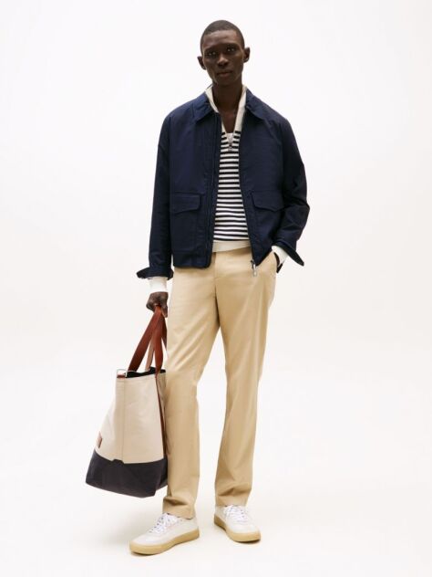 Beige Denton Stretch Cotton Straight Chinos  Men