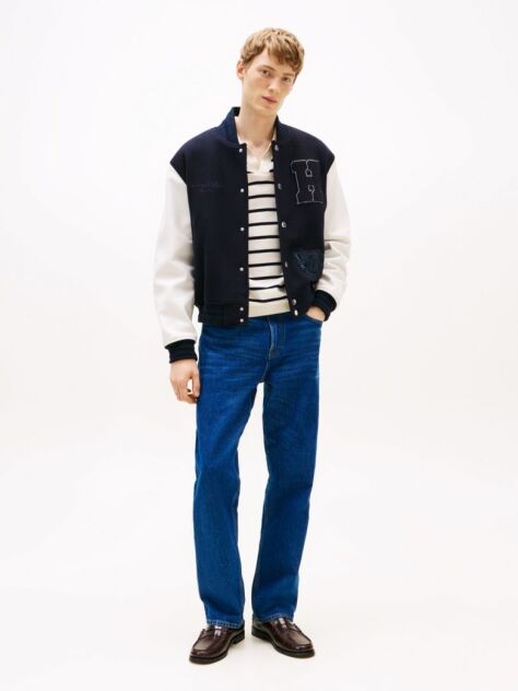 Blue Whiskered Straight Leg Jeans  Men