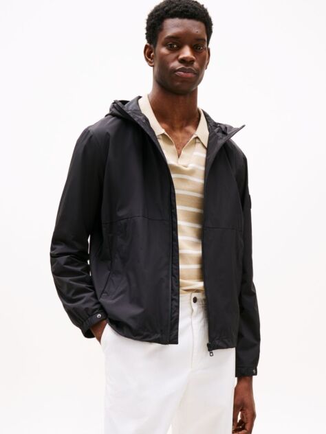 Black Logo Patch Hooded Jacket  Men