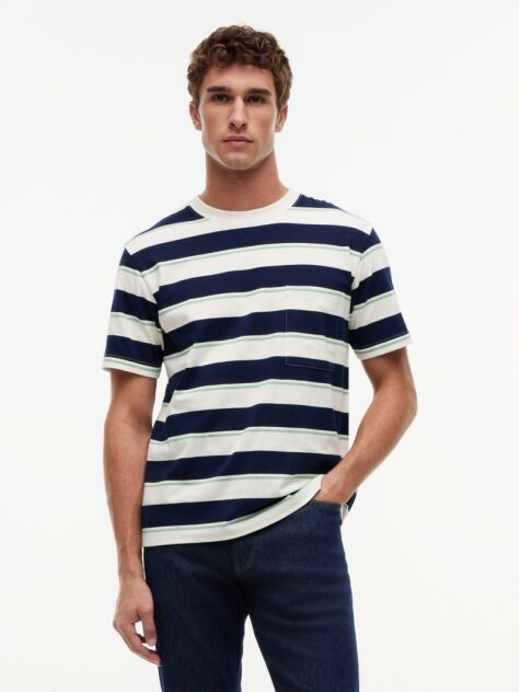 Multi Mixed Stripe Relaxed Jersey T-Shirt  Men