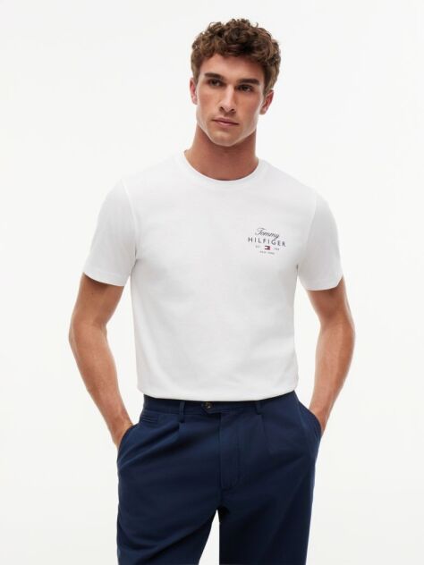 White Logo Jersey Crew Neck T-Shirt  Men