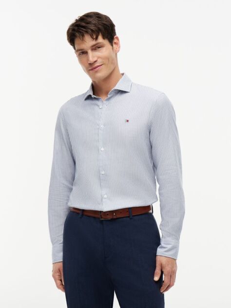 Blue Slim Fit Oxford Stripe Shirt  Men