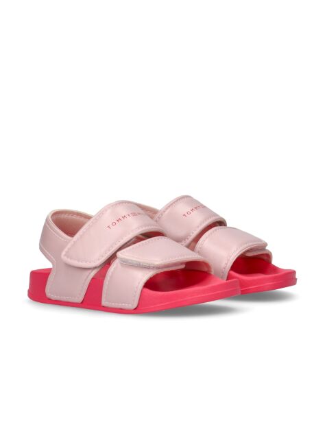 Pink Hook And Loop Sandals  Girls