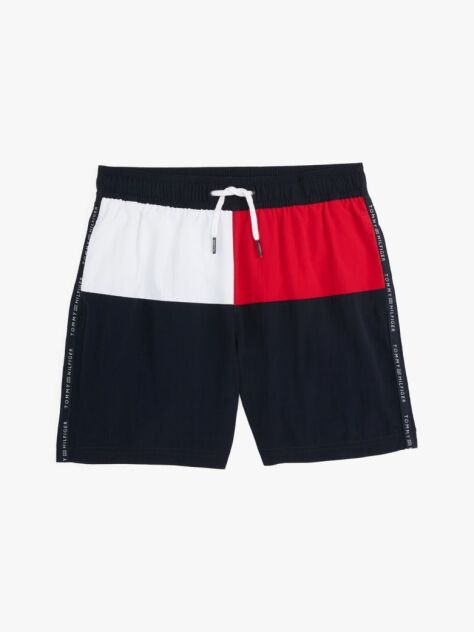 Multi Hilfiger Flag Mid Length Swim Trunks  Boys