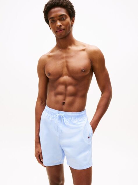 Blue Original Logo Mid Length Swim Shorts  Men
