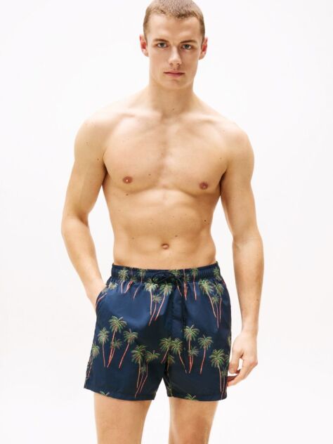 Multi Print Mid Length Swim Trunks  Men