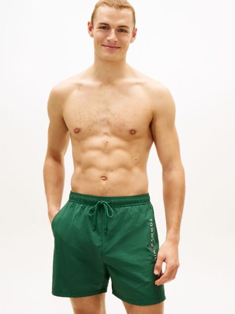 Green Original Logo Mid Length Swim Shorts  Men