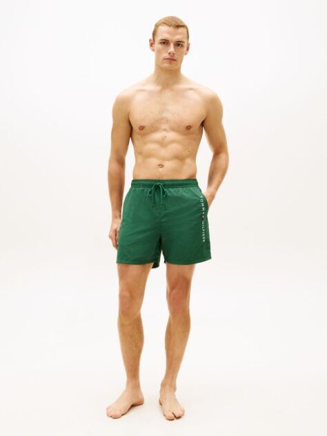 Green Original Logo Mid Length Swim Shorts  Men