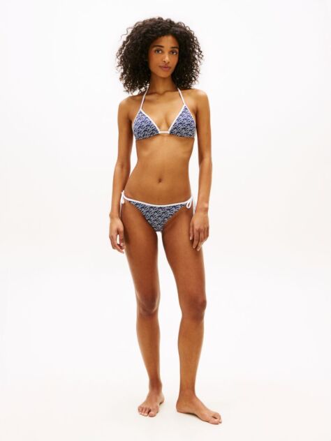 Blue Essential Print Halterneck Triangle Bikini Top  Women