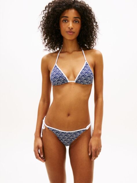 Blue Essential Print Side Tie Bikini Bottoms  Women