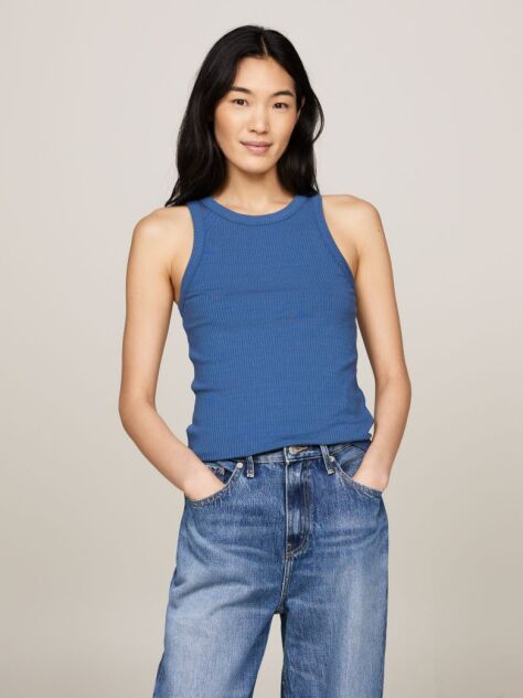 Blue RIB TANK TOP SLIM  Women