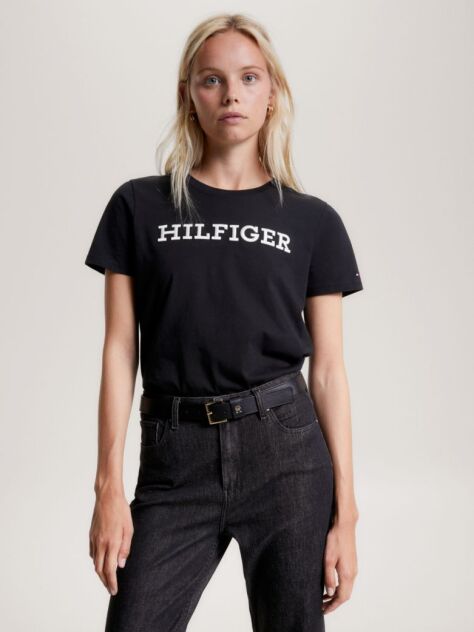 Black Logo Embroidery Jersey T-Shirt  Women