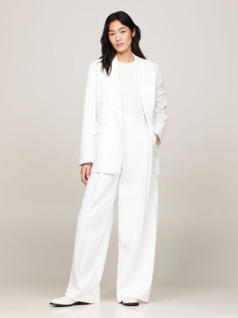 White Crest Pique Bootcut Trousers  Women