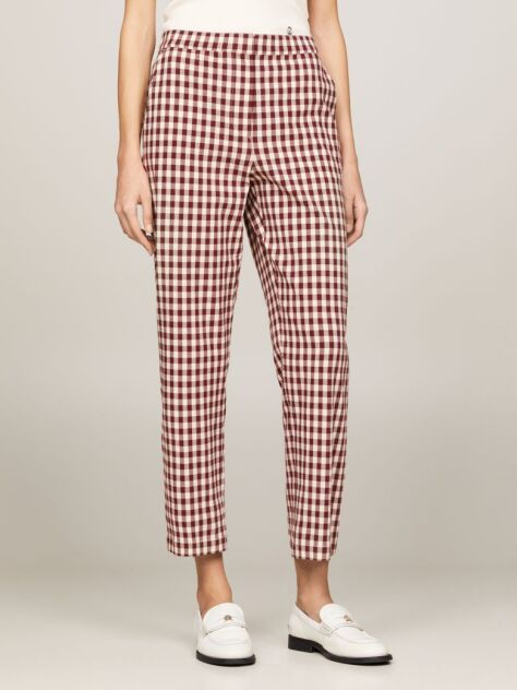 Multi Gingham Slim Fit Straight Trousers  Women
