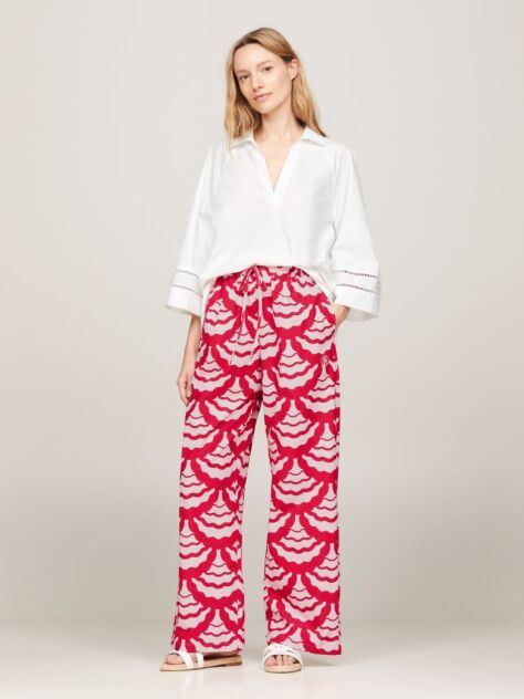 Multi Print Relaxed Wide Leg Trousers  Women