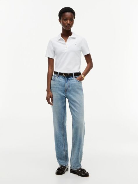 White 1985 Slim Pique Polo  Women