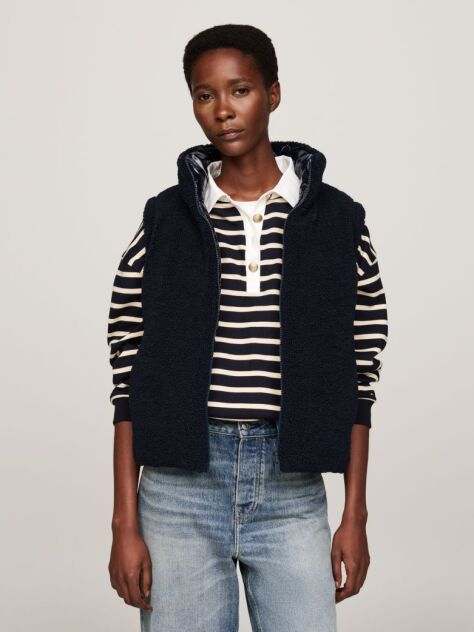 Blue Reversible Teddy Down Vest  Women
