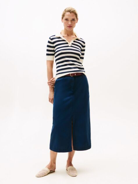 Blue Midi Chino Skirt  Women