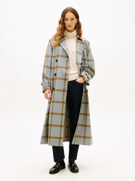 Multi Lightweight Check Relaxed Trench Coat  Women