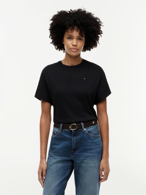 Black Batwing Sleeve Crew Neck T-Shirt  Women