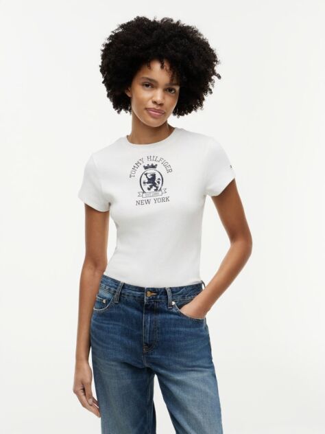 White Washed Crest Slim T-Shirt  Women