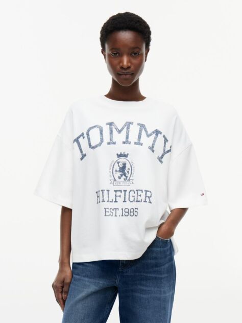White Crest Relaxed Oversized T-Shirt  Women