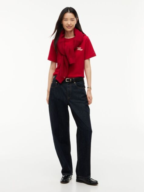 Red Logo Jersey Crew Neck T-Shirt  Women
