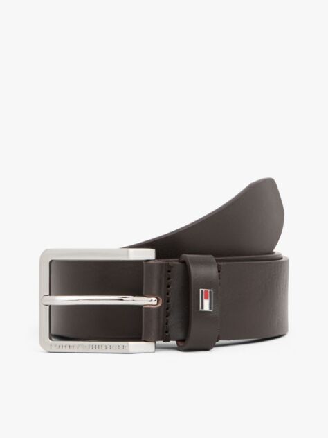 Brown Enamel Flag Leather Belt  Men
