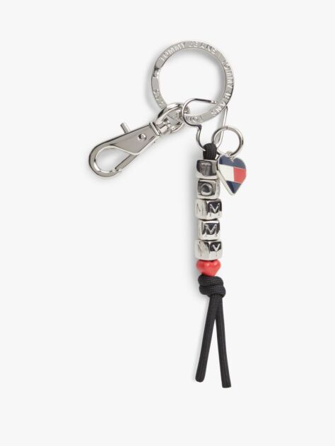 Silver Metal Blocks And Heart Charm Keyring  Women