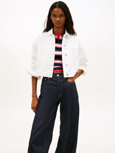 Denim Back Logo Oversized Denim Trucker Jacket  Women