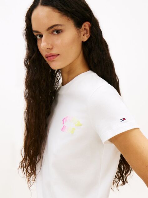 White Bubble Logo Crew Neck T-Shirt  Women